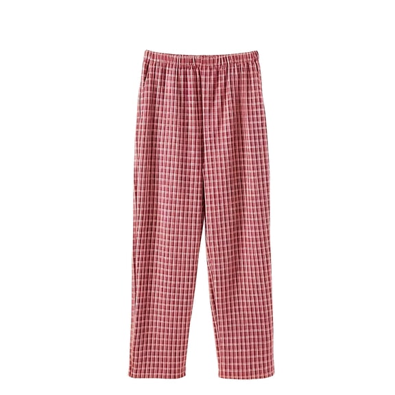 Lenpel Women's Plus Size Pajama Pants Fleece Casual Elastic Waist Plaid Lounge Pants Soft Comfy Pj Bottoms with Pockets(Red,Large)