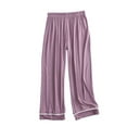 thumbnail image 1 of Lenpel Women's Plus Size Pajama Pants Soft Comfy Elastic Waist Wide Leg Sleep Lounge Pants Palazzo Pj Bottoms, 1 of 5