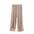 thumbnail image 1 of Lenpel Women's Plus Size Pajama Pants Striped Elastic Waist Wide Leg Soft Comfy Lounge Pants Casual Sleep Pj Bottoms with Pockets(Khaki,XX-Large), 1 of 5