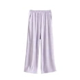 thumbnail image 1 of Lenpel Women's Plus Size Pajama Pants Striped Elastic Waist Wide Leg Soft Comfy Lounge Pants Casual Sleep Pj Bottoms with Pockets(Purple,X-Large), 1 of 5