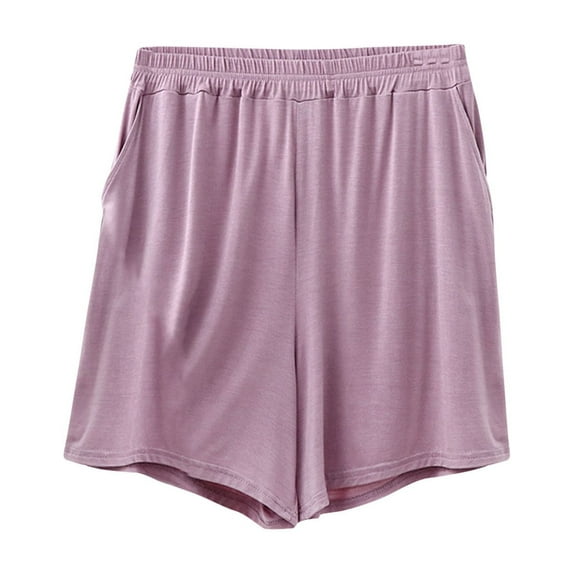 Lenpel Women's Plus Size Pajama Shorts Casual Elastic Waist Soft Comfy Athletic Lounge Shorts Cozy Pj Bottoms
