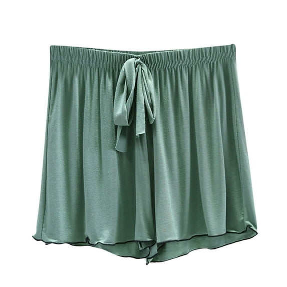 Lenpel Women's Plus Size Pajama Shorts Drawstring Elastic High Wasited Soft Comfy Lounge Sleep Shorts Wide Leg Pj Bottoms