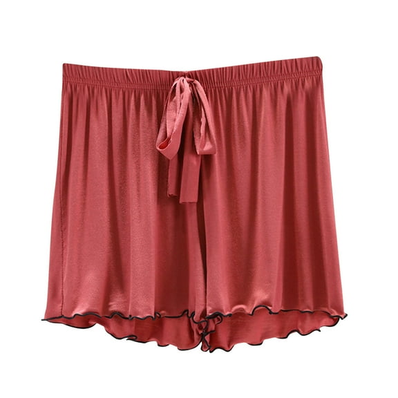 Lenpel Women's Plus Size Pajama Shorts Drawstring Elastic High Wasited Soft Comfy Lounge Sleep Shorts Wide Leg Pj Bottoms