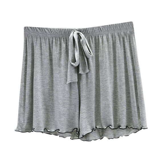 Lenpel Women's Plus Size Pajama Shorts Drawstring Elastic High Wasited Soft Comfy Lounge Sleep Shorts Wide Leg Pj Bottoms