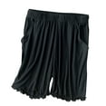 thumbnail image 1 of Lenpel Women's Plus Size Pajama Shorts Lightweight Elastic Waist Ribbed Ruffle Hem Soft Comfy Lounge Shorts Sleep Pj Bottoms, 1 of 7