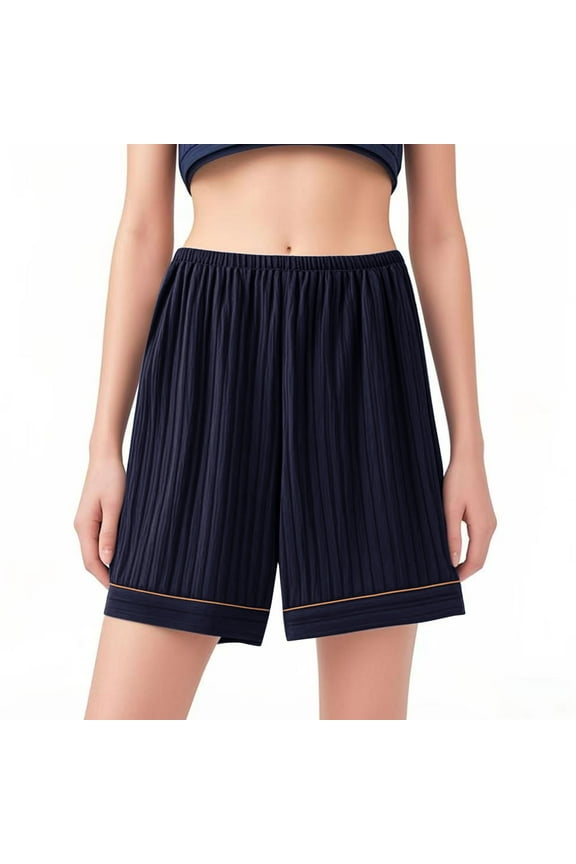 Women's Plus Size Pajama Shorts Soft Comfy Elastic High Waisted Knee Length Lounge Shorts Bermuda Sleep Shorts