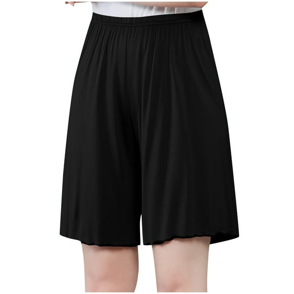 Lenpel Women's Plus Size Pajama Shorts Soft Comfy High Waisted Workout Lounge Shorts Lightweight Knee Length Shorts