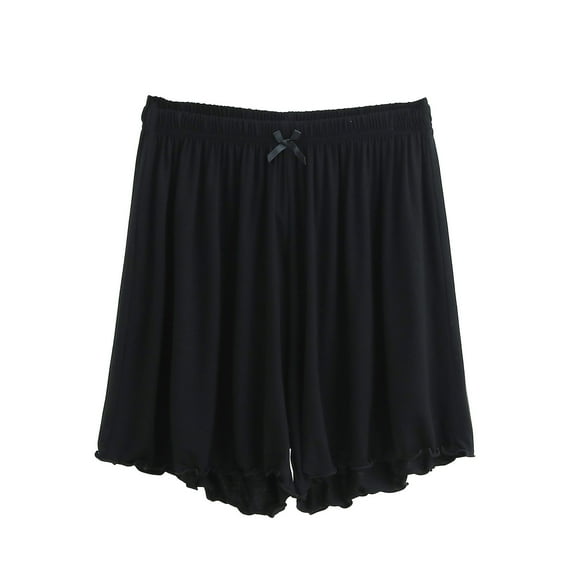 Lenpel Women's Plus Size Pajama Shorts Soft Comfy Modal Elastic Waist Wide Leg Lounge Shorts Cozy Pj Bottoms