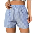 thumbnail image 1 of Lenpel Women's Plus Size Striped Shorts Trendy Casual Elastic High Waisted Boxer Lounge Sleep Shorts Summer Beach Shorts, 1 of 6