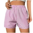 thumbnail image 1 of Lenpel Women's Plus Size Striped Shorts Trendy Casual Elastic High Waisted Boxer Lounge Sleep Shorts Summer Beach Shorts, 1 of 6