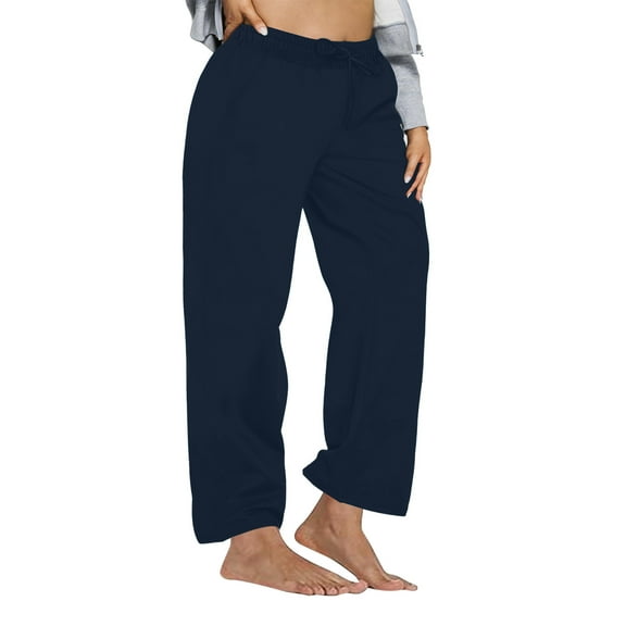 Lenpel Women's Plus Size Sweatpants Comfy Elastic High Waisted Drawstring Wide Leg Yoga Lounge Pants Casual Loose Workout Joggers