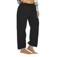 thumbnail image 1 of Lenpel Women's Plus Size Sweatpants Comfy Elastic High Waisted Drawstring Wide Leg Yoga Lounge Pants Casual Loose Workout Joggers, 1 of 7