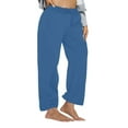 thumbnail image 1 of Lenpel Women's Plus Size Sweatpants Comfy Elastic High Waisted Drawstring Wide Leg Yoga Lounge Pants Casual Loose Workout Joggers, 1 of 7