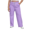 thumbnail image 1 of Lenpel Women's Plus Size Sweatpants Soft Comfy High Waisted Drawstring Wide Leg Lounge Pants Workout Casual Trousers(Purple,X-Large), 1 of 5