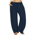thumbnail image 1 of Lenpel Women's Plus Size Sweatpants Wide Leg High Waisted Drawstring Active Lounge Trousers Loose Workout Joggers, 1 of 4