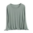 thumbnail image 1 of Lenpel Women's Plus Size T Shirts Long Sleeve Crew Neck Pajama Yoga Tops Soft Casual Tees Loose Basic Blouses(Green,X-Large), 1 of 6