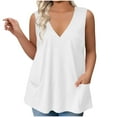 thumbnail image 1 of Lenpel Women's Plus Size Tank Tops Summer Casual V Neck Sleeveless T-Shirts Loose Tunic Tee Blouses with Pockets, 1 of 6