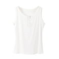 thumbnail image 1 of Lenpel Women's Plus Size Tank Tops Ribbed Crew Neck Quarter Button Solid Color Sleeveless T-Shirts Summer Casual Cami Tees, 1 of 5