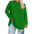 thumbnail image 1 of Lenpel Women's Plus Size Tops Crew Neck Long Sleeve Oversized T Shirts Soft Casual Tees Loose Tunic Blouses(Green,5X-Large), 1 of 5