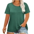 thumbnail image 1 of Lenpel Women's Plus Size Tops Soft Crew Neck Short Sleeve Solid Color Basic T Shirts Loose Tunic Tee Blouses, 1 of 3