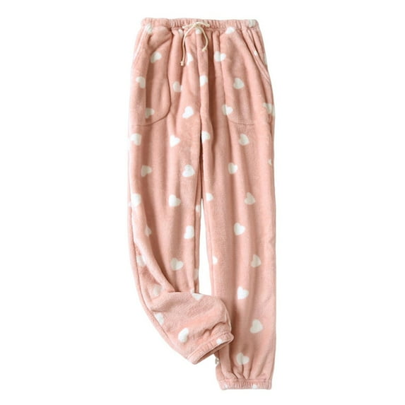 Lenpel Women's Plush Pajama Pants Soft Comfy Fleece Lounge Home Pants Winter Warm Fuzzy Sleepwear with Pockets