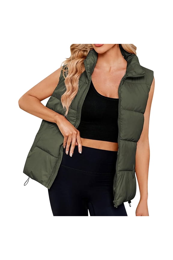 Women's Puffer Vest Winter Warm Sleeveless Zip up down Coat Lightweight Quilted Jackets with Pockets