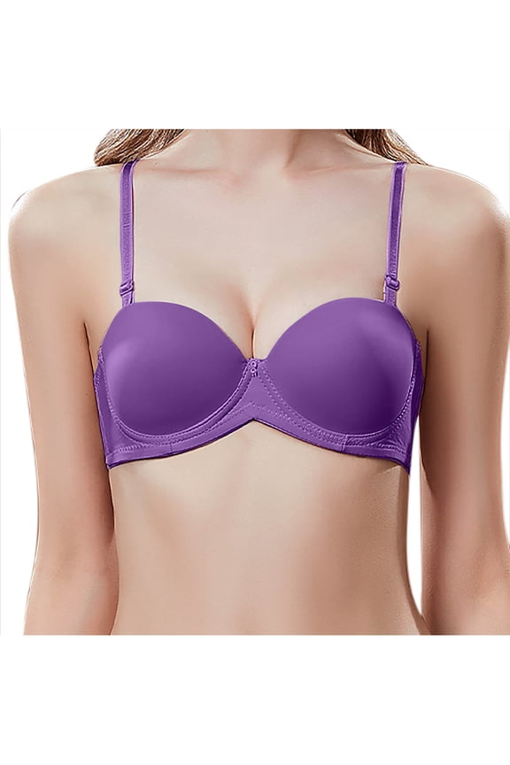 Women's Push up Bras Seamless Comfort Underwire Thin Strap Supportive Bralettes Lightly Lined T Shirt Bra