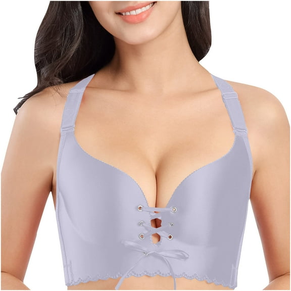 Lenpel Women's Push up Drawstring Bras Comfortable No Underwire Support Seamless Plus Size Bralettes Lifting Bras