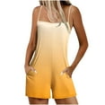 thumbnail image 1 of Lenpel Women's Rompers Summer Casual Sleeveless Spaghetti Strap Square Neck Gradient Short Jumpsuits Loose Overalls with Pockets, 1 of 5