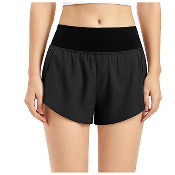 Lenpel Women's Running Shorts Lightweight High Waisted Side Split Lined Workout Shorts Athletic Workout Shorts