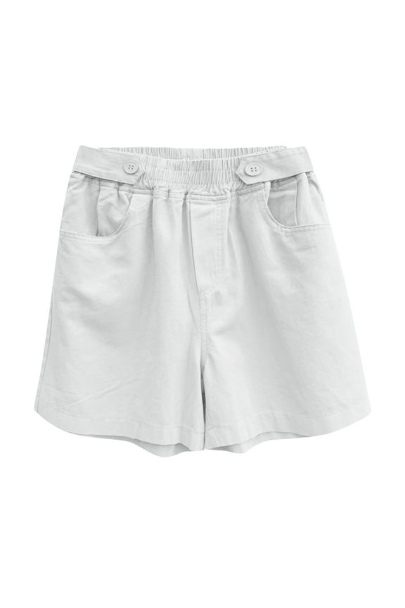 Women's Shorts Summer Casual Elastic Waist Soft Cotton Pull on Shorts Trendy Comfy Shorts with Pockets