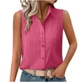 thumbnail image 1 of Lenpel Women's Sleeveless Button down Shirts Trendy Summer Solid Color Textured Collared Blouses Casual Tank Tops, 1 of 7