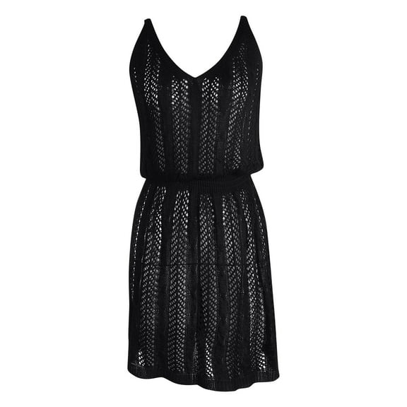 Lenpel Women's Sleeveless Midi Dresses V Neck Crochet Hollow out Cover up Tank Dress Summer Beach Dress
