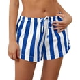 thumbnail image 1 of Lenpel Women's Striped Shorts Trendy Elastic High Waisted Drawstring Hot Beach Shorts Summer Casual Shorts, 1 of 7