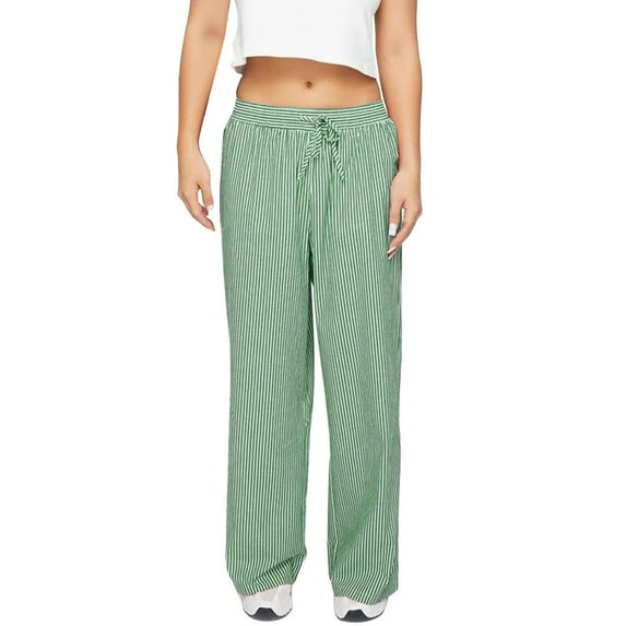 Lenpel Women's Striped Wide Leg Pants Loose Lounge Summer Beach Pants Baggy Elastic Waisted Casual Trousers