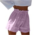 thumbnail image 1 of Lenpel Women's Summer Shorts Elastic High Waisted Drawstring Ruched Comfy Lounge Shorts Casual Beach Shorts, 1 of 6