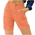 thumbnail image 1 of Lenpel Women's Summer Shorts Elastic High Waisted Straight Leg Solid Color Casual Shorts Trendy Comfy Shorts with Pockets, 1 of 6
