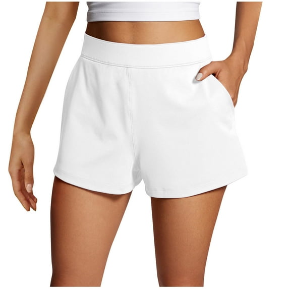 Lenpel Women's Sweat Shorts Casual Elastic High Waisted Comfy Yoga Lounge Shorts Athletic Workout Shorts with Pockets