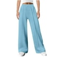 thumbnail image 1 of Lenpel Women's Sweatpants Baggy Elastic High Waisted Soft Comfy Wide Leg Lounge Pants Baggy Casual Workout Trousers(Light Blue,Small), 1 of 7