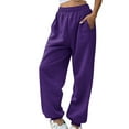 thumbnail image 1 of Lenpel Women's Sweatpants Elastic High Waisted Tapered Leg Workout Lounge Pants Baggy Casual Joggers with Pockets(Purple,Medium), 1 of 5