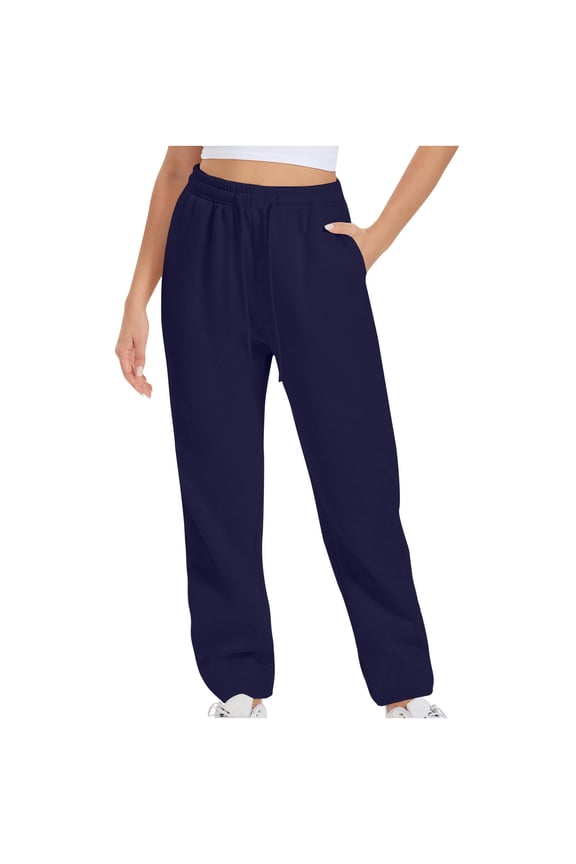 Women's Sweatpants Elastic High Wastied Drawstring Tapered Lounge Active Trousers Loose Warm Workout Joggers