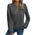 thumbnail image 1 of Lenpel Women's Sweatshirts Casual V Neck Long Sleeve Solid Color Textured Pullover Tops Trendy Fall Outfits, 1 of 6