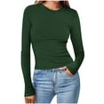 thumbnail image 1 of Lenpel Women's T Shirts Fall Trendy Long Sleeve Crew Neck Ribbed Knit Shirts Soft Slim Casual Basic Tops, 1 of 6