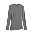 thumbnail image 1 of Lenpel Women's T Shirts Cotton Long Sleeve Crew Side Split Ruched Asymmetrical Hem Athletic Yoga Tops Casual Basic Tees(Dark Gray,Small), 1 of 7
