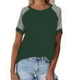 thumbnail image 1 of Lenpel Women's T Shirts Soft Crew Neck Short Sleeve Color Block Loose Tunic Tops Casual Summer Tees, 1 of 7