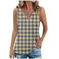 thumbnail image 1 of Lenpel Women's Tank Tops Fashion Summer Casual Crew Neck Cut out Sleeveless Plaid T-Shirts Tunic Tee Blouses, 1 of 5
