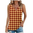 thumbnail image 1 of Lenpel Women's Tank Tops Fashion Summer Casual Crew Neck Cut out Sleeveless Plaid T-Shirts Tunic Tee Blouses, 1 of 6
