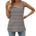thumbnail image 1 of Lenpel Women's Tank Tops Trendy Summer Striped Square Neck Side Split Sleeveless T-Shirts Casual Tunic Tee Blouses, 1 of 6