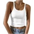 thumbnail image 1 of Lenpel Women's Tank Tops Spaghetti Strap Ribbed Knit Scoop Neck Slim Plus Size Sleeveless Crop Tops Going out Camisole Shirts, 1 of 6