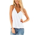 thumbnail image 1 of Lenpel Women's Tank Tops Summer Wrap V Neck Adjustable Spaghetti Strap Ruched Sleeveless Shirts Casual Camisole Blouses, 1 of 5